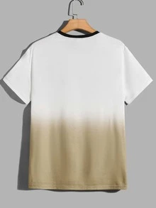 GENTILAND Men Ombre Letter Graphic Tee & Drawstring Waist Shorts - Multicolor - View 4