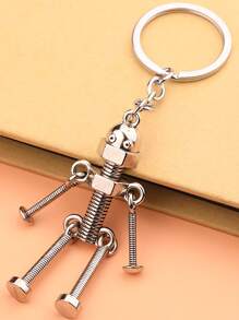 男士螺丝机器人吊饰钥匙扣骷髅头汽车配件包饰学院风可爱哥特风 Y2k 圣诞礼物创意包饰挂绳带身份证夹汽车配件包饰 - 銀色 - 查看 3