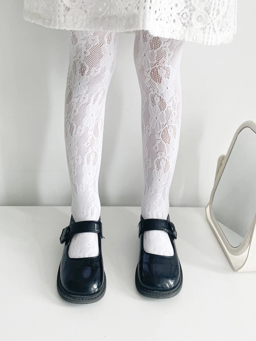 Quần bó hình hoa văn cho bé gái mới biết đi - trắng - Xem 1