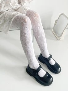 Quần bó hình hoa văn cho bé gái mới biết đi - trắng - Xem 2