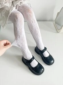 Quần bó hình hoa văn cho bé gái mới biết đi - trắng - Xem 4