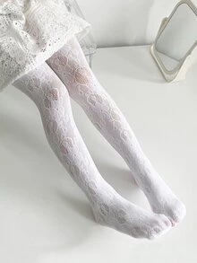 Quần bó hình hoa văn cho bé gái mới biết đi - trắng - Xem 5