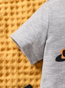 Baby Boy Giraffe Print Tee - Grey - View 4