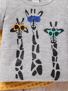 Baby Boy Giraffe Print Tee - Grey - View 6