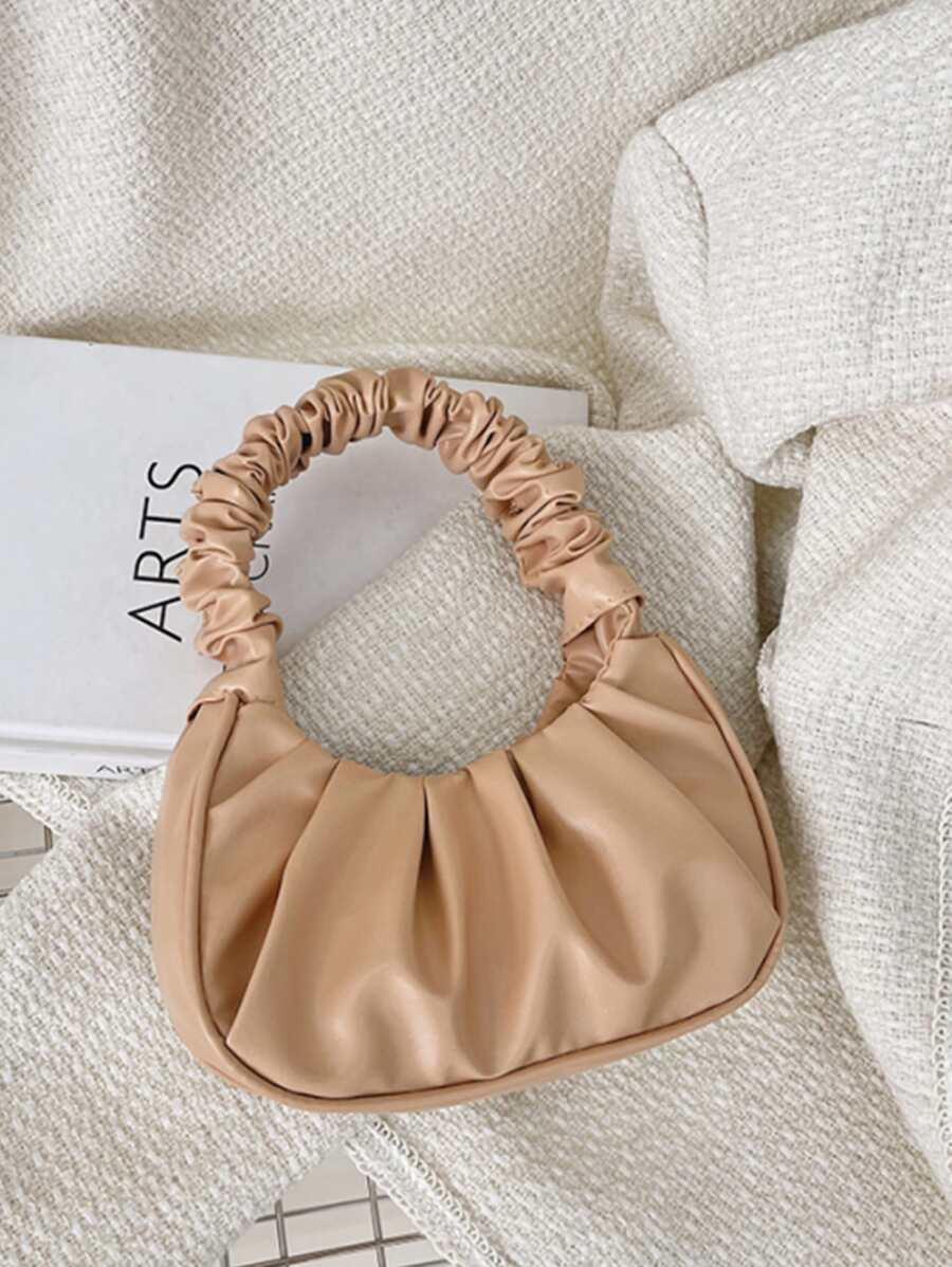 Women's Fashion Pleated Cloud Handbag For Daily Use - Khaki - View 1