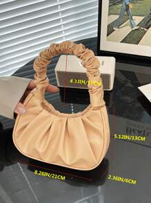 Women's Fashion Pleated Cloud Handbag For Daily Use - Khaki - View 3