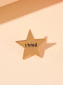 1入組金色五角星形“i Tried”胸針