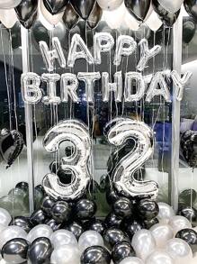 13 piezas Globo decorativo de aluminio de cumpleaños 16 pulgadas, globo de decoración de celebración de fiesta en forma de letra de color plateado simple - Plateado - Ver 3