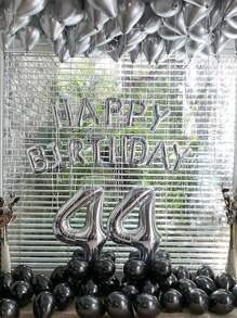 13 piezas Globo decorativo de aluminio de cumpleaños 16 pulgadas, globo de decoración de celebración de fiesta en forma de letra de color plateado simple - Plateado - Ver 4