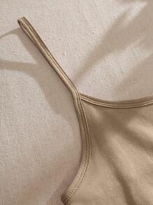 INAWLY 素色短版吊帶上衣 - 卡其色 - 查看 4