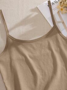 INAWLY 素色短版吊帶上衣 - 卡其色 - 查看 3