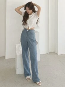 DAZY Textured Puff Sleeve Shirt - White - View 6