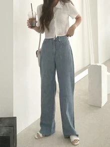 DAZY Textured Puff Sleeve Shirt - White - View 8