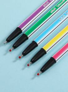 5入組條紋圖案隨機圓珠筆 - 彩色 - 查看 3