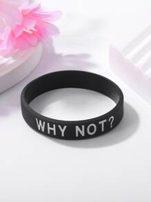 Slogan Graphic Bracelet - Black - View 2