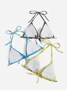 Rick and Morty | ROMWE 3 piezas Top bikini halter con estampado de dibujos animados triángulo - Multicolor - Ver 2