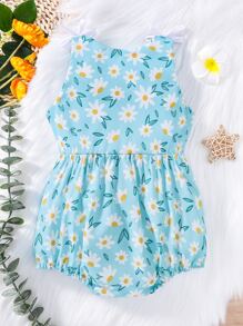Baby Allover Floral Print Bow Shoulder Bodysuit