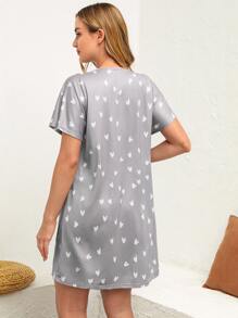 SHEIN Vestido de noche de lactancia con mangas murciélago y diseño de corazones para mujeres embarazadas - Gris - Ver 2