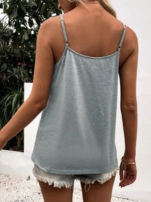 SHEIN LUNE Top de tirantes con encaje en contraste - Gris Claro - Ver 2