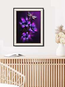 1 套 DIY 花卉图案钻石画，适合卧室和客厅装饰 - 彩色 - 查看 2