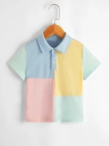 SHEIN 男童拼色polo衫 - 薄荷綠 - 查看 1