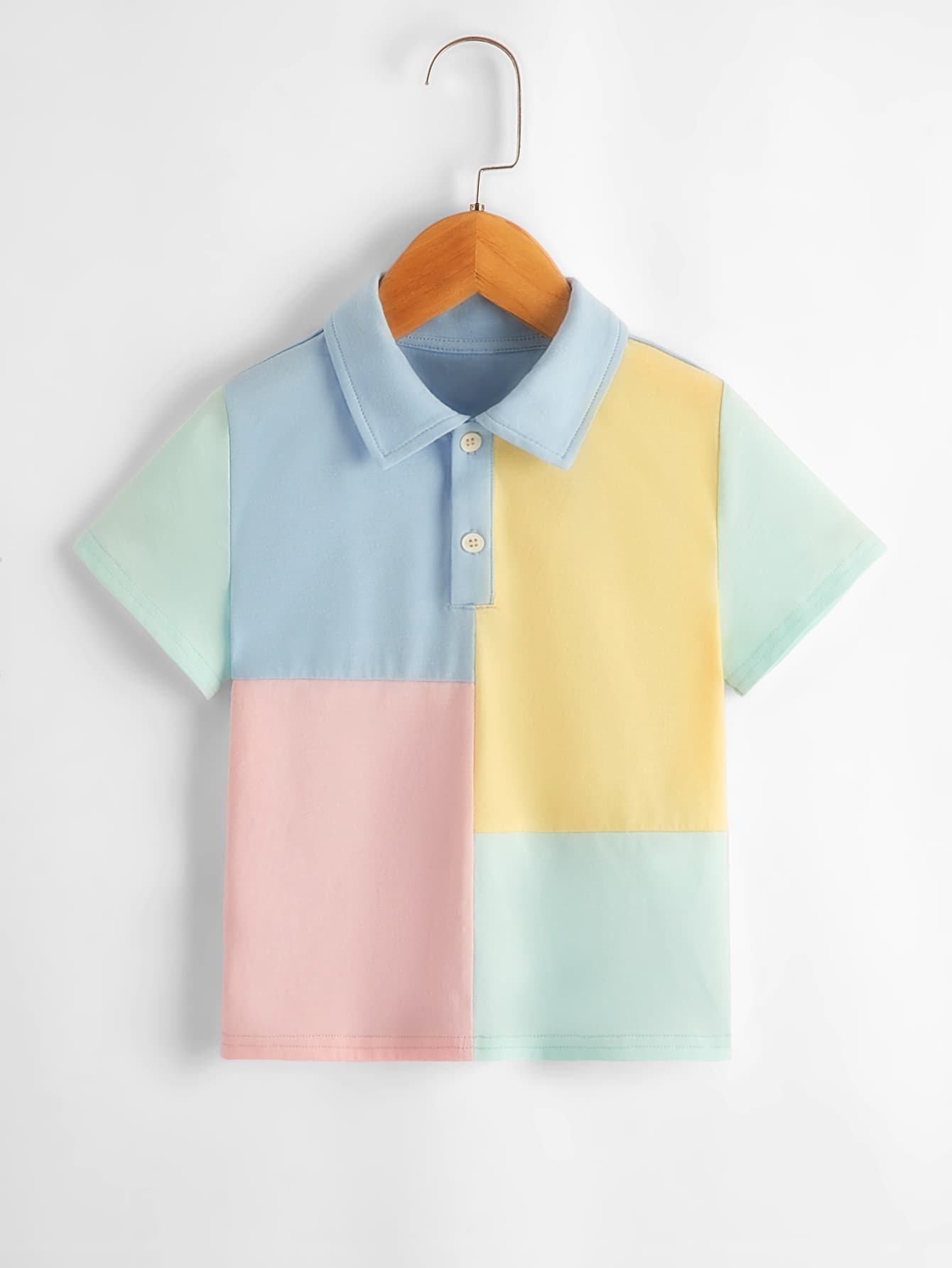 SHEIN 男童拼色polo衫 - 薄荷綠 - 查看 1