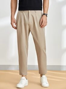 Manfinity VCAY Men Plicated Detail Tapered Trousers - Khaki - View 1