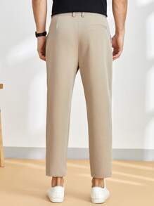 Manfinity VCAY Men Plicated Detail Tapered Trousers - Khaki - View 2