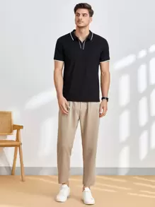 Manfinity VCAY Men Plicated Detail Tapered Trousers - Khaki - View 3