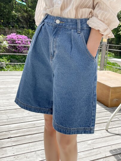 Bermuda Shorts In Denim Con Tasche Oblique
