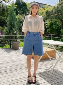 DAZY Bermuda Shorts In Denim Con Tasche Oblique