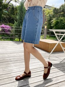 DAZY Bermuda Shorts In Denim Con Tasche Oblique