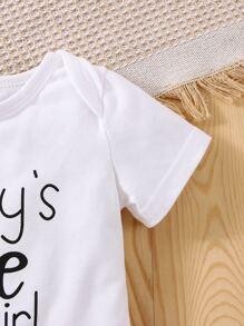 嬰兒女孩心形和字母圖形連身衣和蝴蝶結前裙和頭帶 - 彩色 - 查看 5