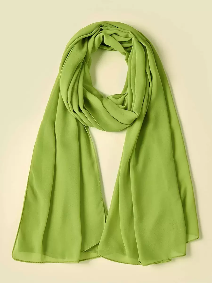1 chiếc khăn choàng hijab chiffon màu trơn dành cho nữ thích hợp để mặc hàng ngày cho phụ kiện abaya mạng che mặt cho phụ nữ - màu xanh lá - Xem 1