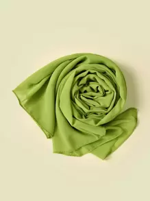 1 chiếc khăn choàng hijab chiffon màu trơn dành cho nữ thích hợp để mặc hàng ngày cho phụ kiện abaya mạng che mặt cho phụ nữ - màu xanh lá - Xem 2