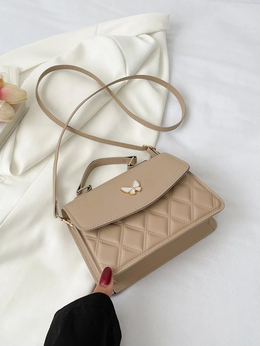 Minimalist Butterfly Decor Hobo Bag - Khaki - View 1