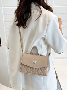 Minimalist Butterfly Decor Hobo Bag - Khaki - View 2