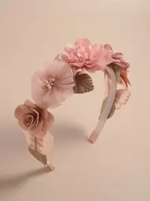 1 Băng đô vải 3D họa tiết hoa, thiết kế ngọt ngào và dễ thương, thích hợp cho tiệc xuân, vòng tóc trang trí mọi mùa - Hồng - Xem 1