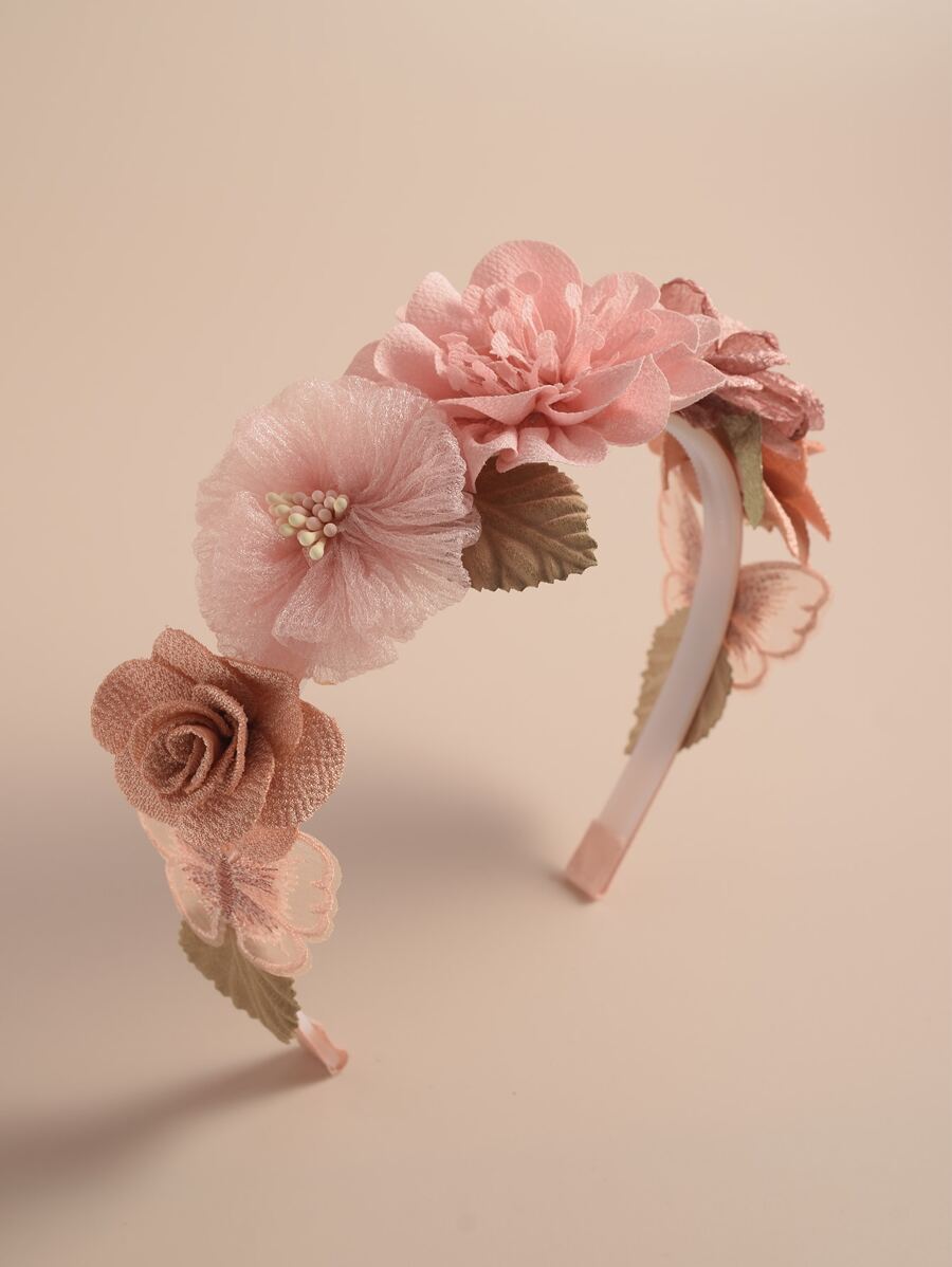 1 Băng đô vải 3D họa tiết hoa, thiết kế ngọt ngào và dễ thương, thích hợp cho tiệc xuân, vòng tóc trang trí mọi mùa - Hồng - Xem 1