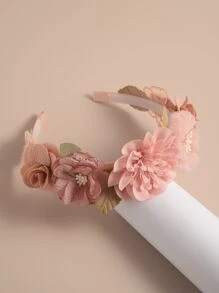 1 Băng đô vải 3D họa tiết hoa, thiết kế ngọt ngào và dễ thương, thích hợp cho tiệc xuân, vòng tóc trang trí mọi mùa - Hồng - Xem 2