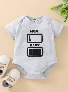 Baby Letter Graphic Bodysuit - Light Grey - View 1
