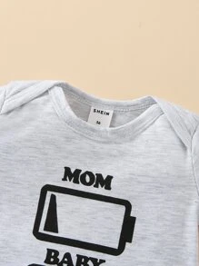 Baby Letter Graphic Bodysuit - Light Grey - View 5