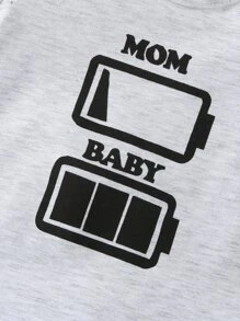 Baby Letter Graphic Bodysuit - Light Grey - View 6