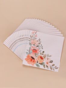 20pcs Flower Pattern Disposable Napkin - Pink - View 1