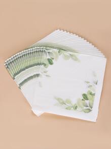 20入組葉子圖案一次性餐巾 - 白色 - 查看 1