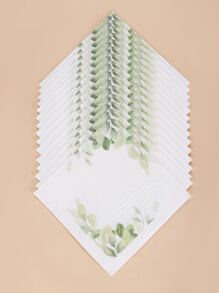 20入組葉子圖案一次性餐巾 - 白色 - 查看 4