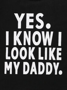 SHEIN Playful Pals Baby Boy Slogan Graphic Tee - Black - View 4