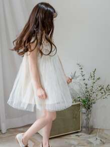 網紗外國風格露背無袖女小童洋裝夏天孩子們背心洋裝孩子們公主裙