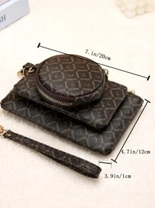 3入組字母圖案錢包，輕便拉鍊吊飾式現金、身分證、信用卡、便攜式袋、小錢包、短款錢包，時尚現代商務出差生日禮物，情人節周年紀念日禮物，女性淑女少女男性 - 咖啡棕 - 查看 5