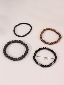 4pcs Men Minimalist Beaded Bracelet - Multicolor - View 4